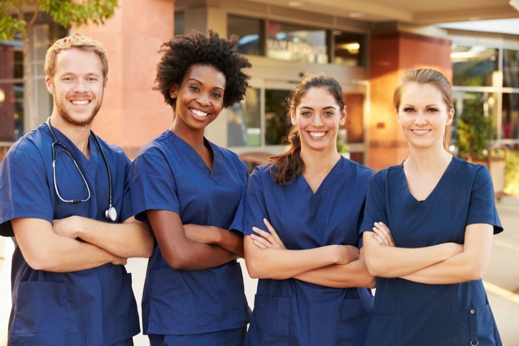 group of medical personnel with jobs